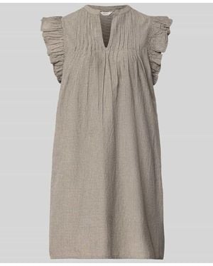 Mbym Knielanges Kleid mit Rüschenärmeln Modell 'Gemala' - Grau