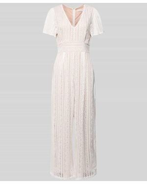 Apricot Jumpsuit mit V-Ausschnitt - Weiß