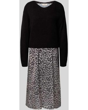 ROBE LÉGÈRE Strickkleid mit Rundhalsausschnitt - Schwarz