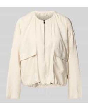 Milano Italy Blouson Met Extra Brede Schouders En Klepzakken - Naturel