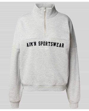 Aim'n Sweatshirt mit Label-Stitching Modell 'Varsity' - Grau