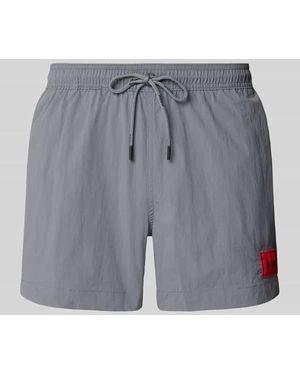 HUGO Badehose mit elastischem Bund Modell 'DOMINICA' - Blau