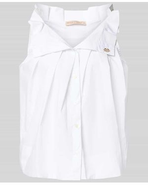 Rinascimento Bluse mit Umlegekragen und Rüschen - Weiß