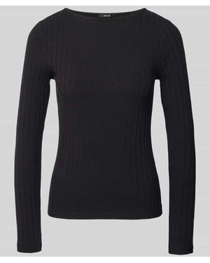Opus Slim Fit Langarmshirt aus Baumwoll-Mix Modell 'Sovke' - Schwarz