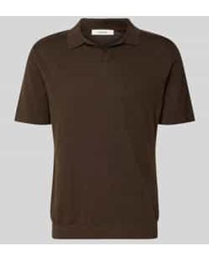 SELECTED Regular Fit Poloshirt Van Mix Van Katoen En Linnen Model 'Mattis' - Bruin