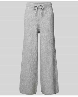 Jake*s Wide Leg Strickhose Mit Zopfmuster - Grau