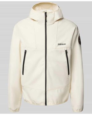 Napapijri Jacke mit Kapuze und Reißverschlusstaschen Modell 'BIOIS' - Natur