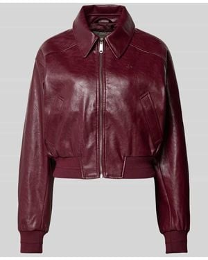 Calvin Klein Cropped Jacke in Leder-Optik - Rot