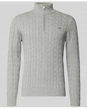 GANT Slim Fit Troyer mit gerippten Abschlüssen - Grau