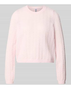 Pieces Regular Fit Pullover mit gerippten Ärmelbündchen Modell 'ADA' - Pink