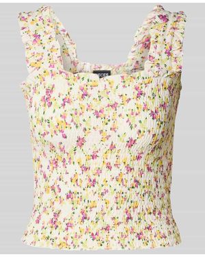 Pieces Slim Fit Top mit Allover-Muster Modell 'TAYLIN' - Natur
