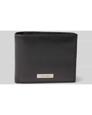 Calvin Klein Portemonnaie mit Label-Applikation Modell 'PLAQUE BILLFOLD' - Schwarz