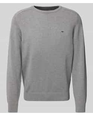 Fynch-Hatton Gebreide Pullover Met Logostitching - Grijs