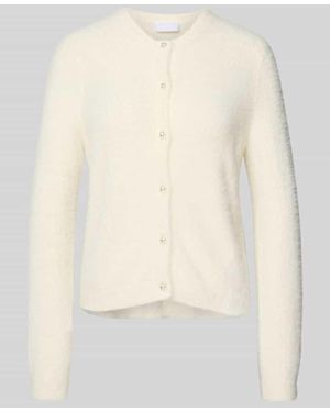 Jake*s Strickjacke aus Effektgarn mit Rundhalsausschnitt - Natur