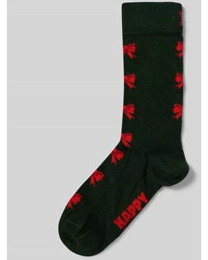 Happy Socks Regular Fit Socken mit Motiv-Stitching Modell 'Bow' - Schwarz