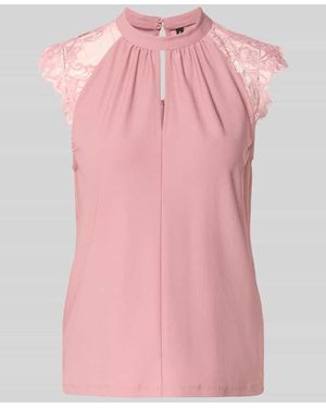 Vero Moda Regular Fit Kurzarmbluse mit semitransparenter Besatz Modell 'MILLA' - Pink