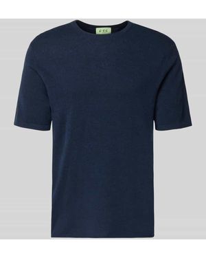 FTC Cashmere Strickshirt mit Kaschmir-Anteil und Knopfleiste - Blau