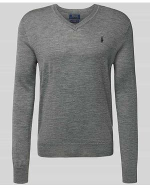 Polo Ralph Lauren Strickpullover aus Merinowolle mit V-Ausschnitt - Grau