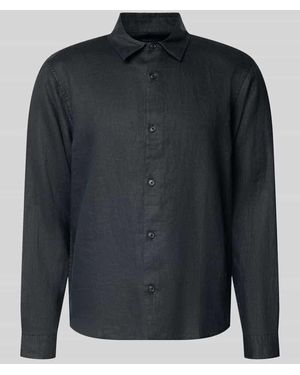 Gap Regular Fit Leinenhemd mit Kentkragen - Schwarz