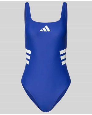 adidas Slim Fit Sportbadeanzug mit Logo-Print - Blau