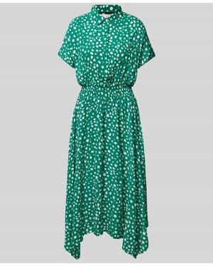Apricot Hemdblusenkleid aus Viskose mit Allover-Muster - Grün