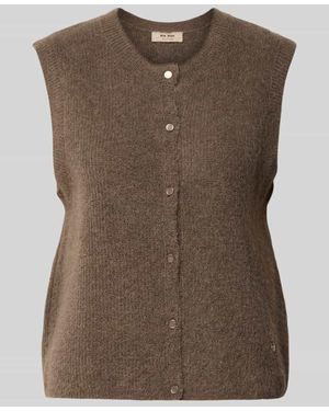 Mos Mosh Regular Fit Cardigan aus elastischem Alpaka-Mix mit Knopfleiste - Braun