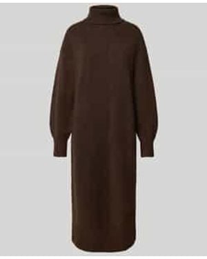 Pieces Oversized Gebreide Jurk Met Wol, Model 'Malou' - Bruin