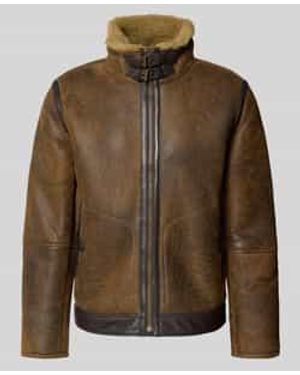 Strellson Regular Fit Leren Jack Van Echte Lamswol, Model 'Shelter' - Bruin