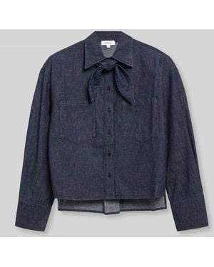 S.oliver Cropped Langarmbluse aus reiner Baumwolle - Blau