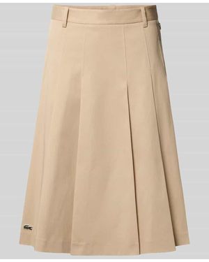 Lacoste A-Linie Midi-Rock aus Baumwoll-Mix - Natur