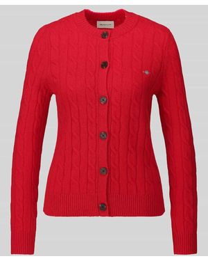 GANT Strickjacke aus Wolle mit Logo-Detail - Rot