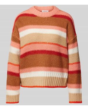 S.oliver Relaxed Fit Strickpullover Mit Wollanteil Und Streifenmuster - Orange