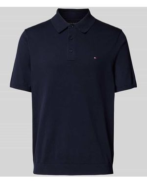 Tommy Hilfiger Regular Fit Poloshirt mit Logo-Stitching - Blau