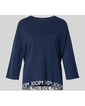 Joop! Strickpullover mit Label-Details und 3/4-Arm Modell 'Kussa' - Blau