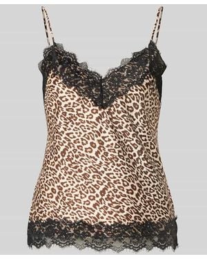 Review Regular Fit Top aus Satin mit Spitzenbesatz - Braun