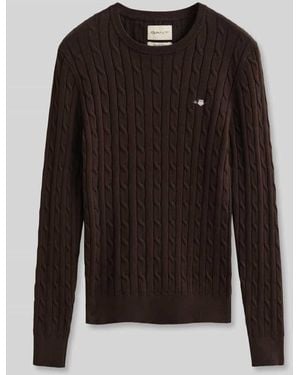 GANT Regular Fit Pullover aus Baumwoll-Mix mit Logo-Stitching - Schwarz