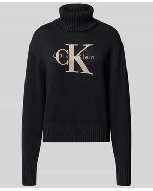 Calvin Klein Strickpullover mit Rollkragen Modell 'CHENILLE' - Schwarz