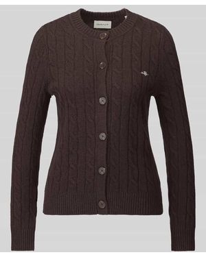 GANT Strickjacke aus Wolle mit Logo-Detail - Braun