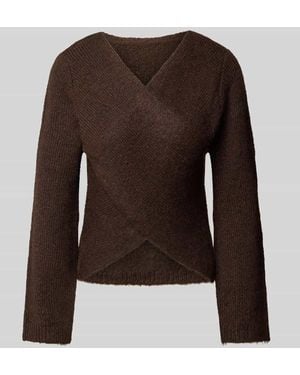 ONLY Pullover mit Wickeloptik Modell 'ONLMAGGIE' - Braun