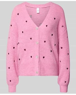 Y.A.S Regular Fit Cardigan mit Escorial Woll-Anteil Modell 'Fleur' - Pink