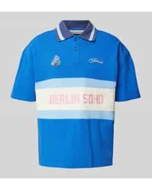 Prohibited Regular Fit Poloshirt Met Labelprint - Blauw