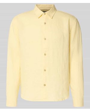 Gap Regular Fit Leinenhemd mit Kentkragen - Gelb
