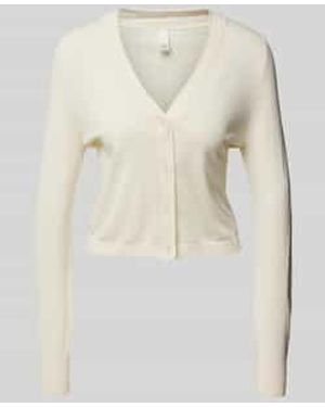 QS Kort Gebreid Jack Met Knoopsluiting - Naturel