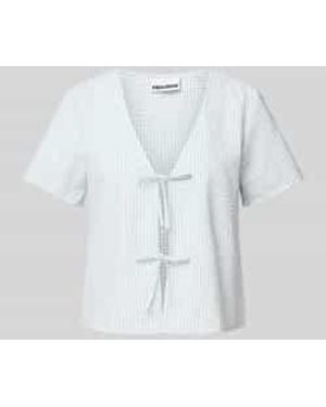 Review Blouse Met Striksluiting En V-hals - Wit