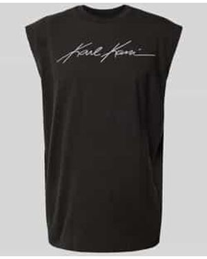 Karlkani Tanktop Met Labelstitching - Zwart