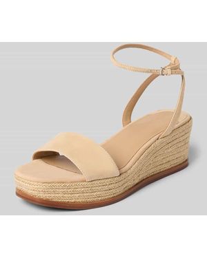 Ralph Lauren Wedges aus Leder mit Logo-Detail Modell 'LEONA' - Natur