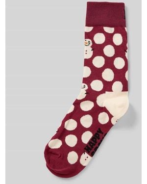 Happy Socks Regular Fit Socken mit Logo-Stitching Modell 'Snowman' - Rot
