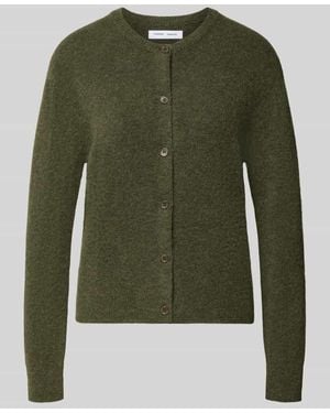 Samsøe & Samsøe Regular Fit Cardigan aus Woll-Alpaka-Mix Modell 'NOR' - Grün