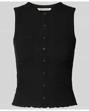 Tom Tailor Slim Fit Tanktop Met Gestileerde Knoopsluiting - Zwart