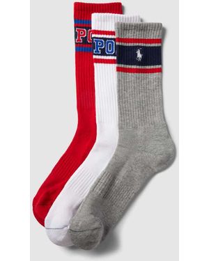 Polo Ralph Lauren Socken Mit Label-Details Im 3Er-Pack Modell 'Varsity' - Rot